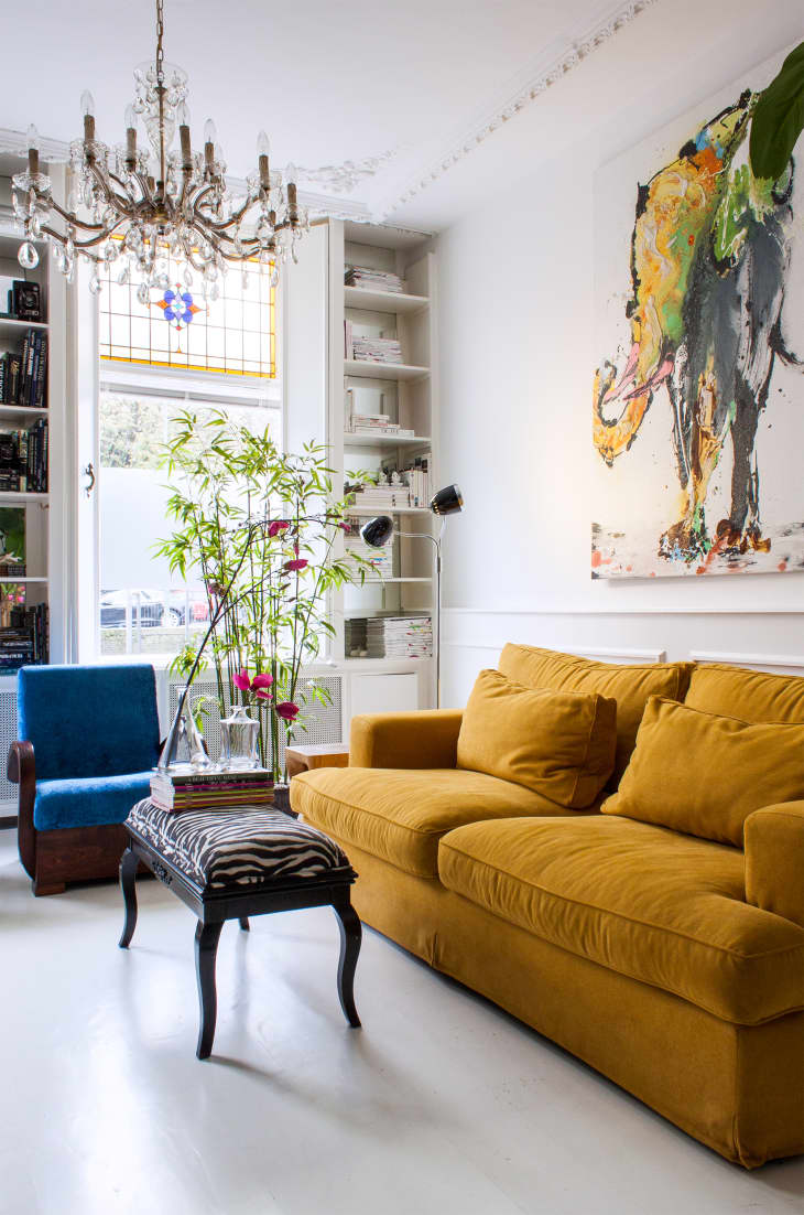 Mustard online colored couch